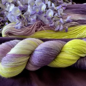 merino fingering bicolore figue et vert citron